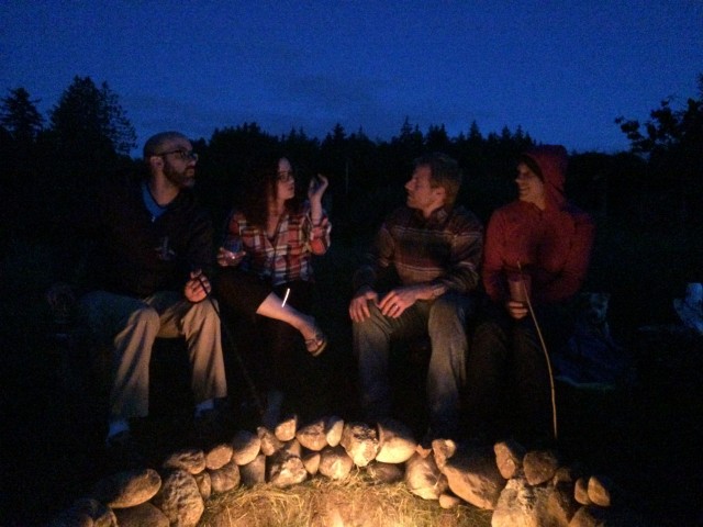 CJ, Keren, Christian R and Megan enjoying the new fire pit.